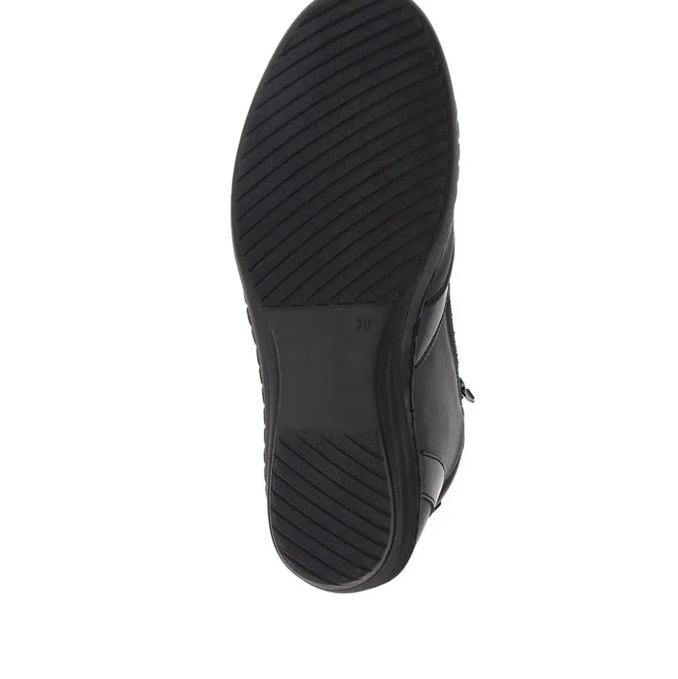 Leather Ankle Boots - Black-Black Patent