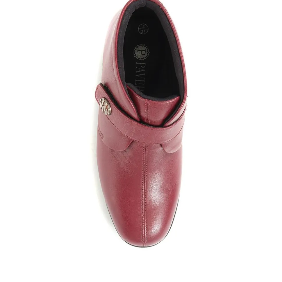 Leather Ankle Boots - Burgundy