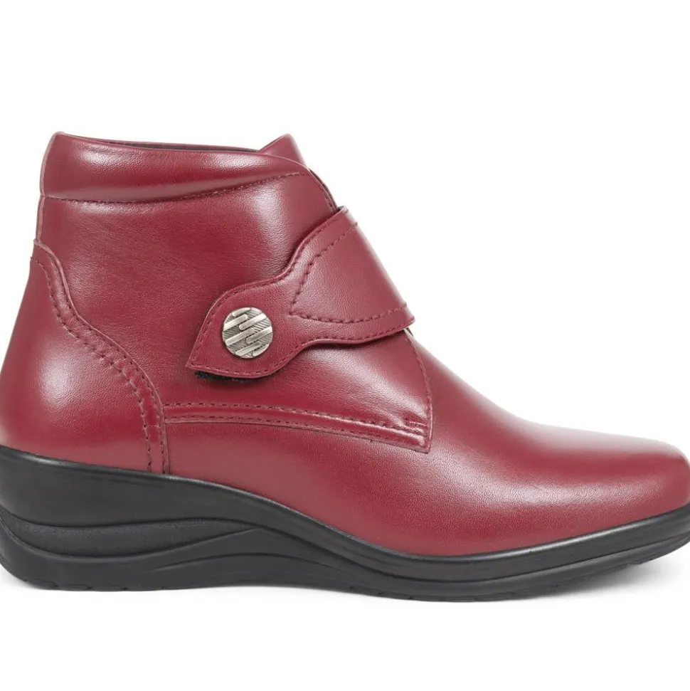Leather Ankle Boots - Burgundy