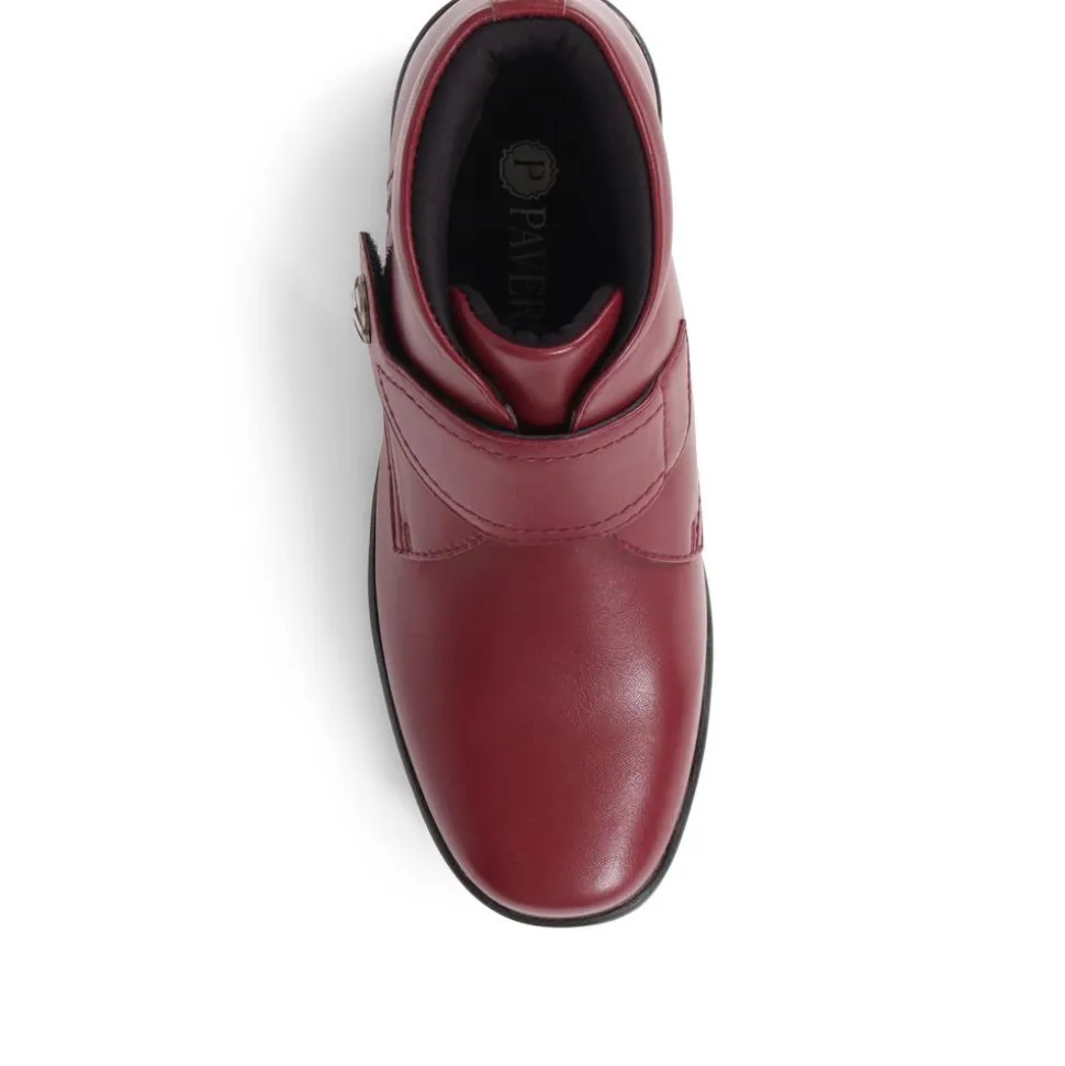Leather Ankle Boots - Burgundy