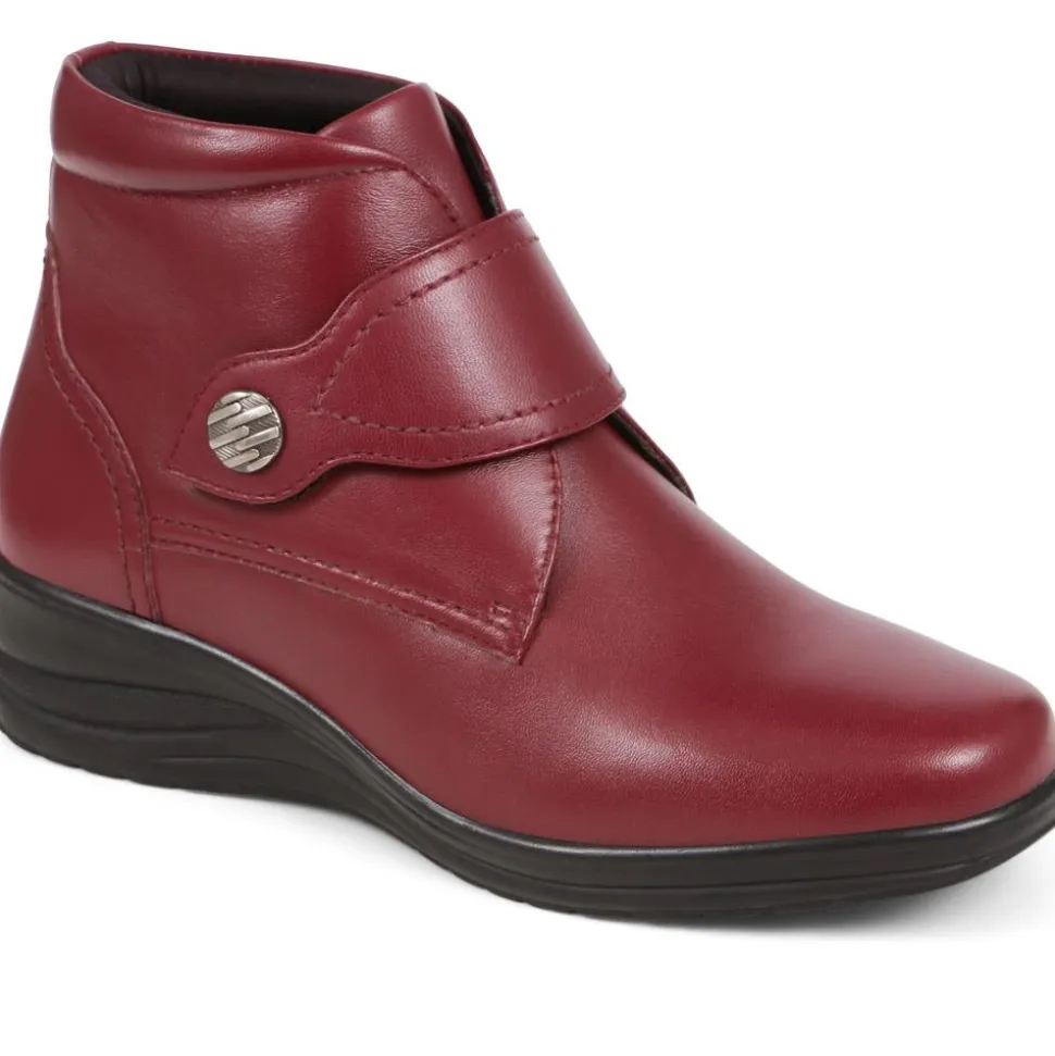 Leather Ankle Boots - Burgundy