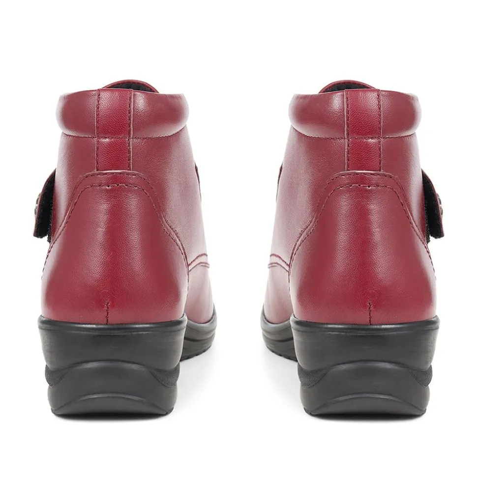 Leather Ankle Boots - Burgundy