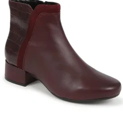 Leather Ankle Boots - Burgundy