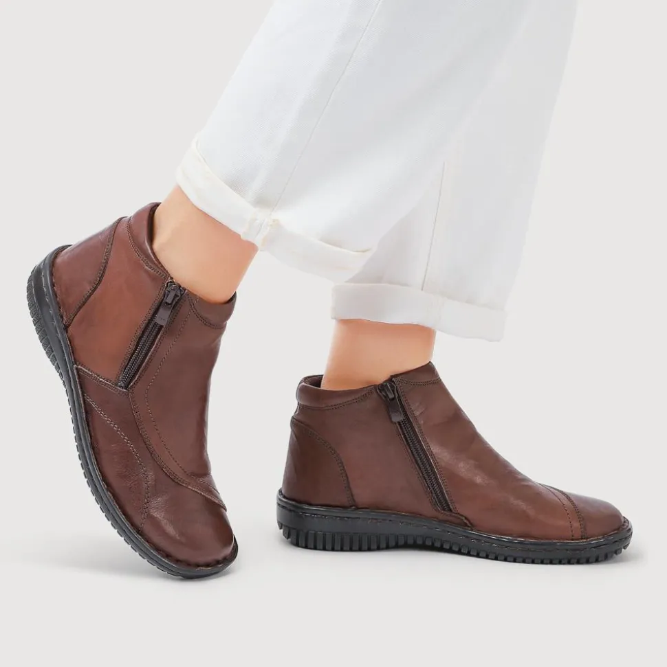 Leather Ankle Boots - Chocolate