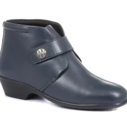 Leather Ankle Boots - Navy