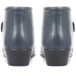 Leather Ankle Boots - Navy