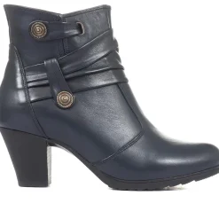Leather Ankle Boots - Navy