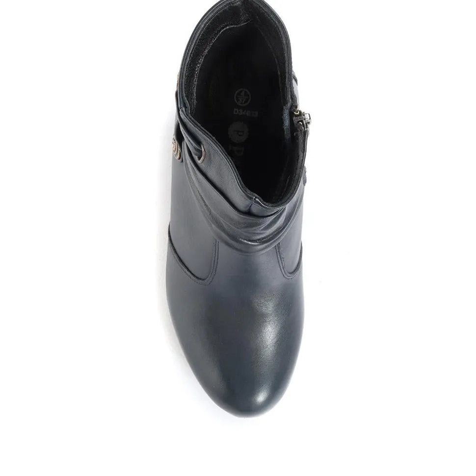 Leather Ankle Boots - Navy
