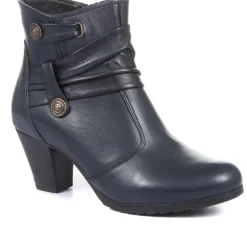 Leather Ankle Boots - Navy