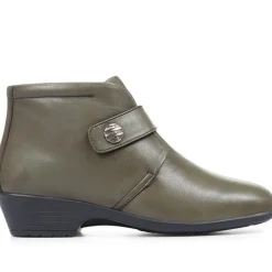 Leather Ankle Boots - Olive
