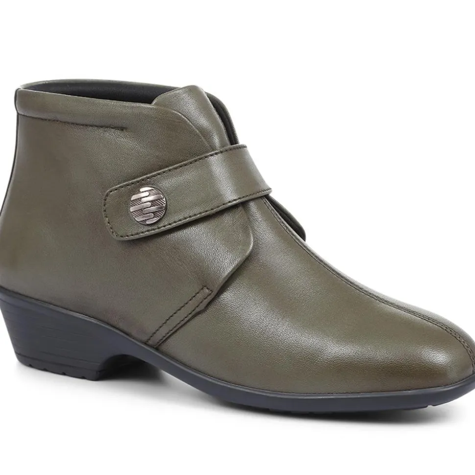 Leather Ankle Boots - Olive