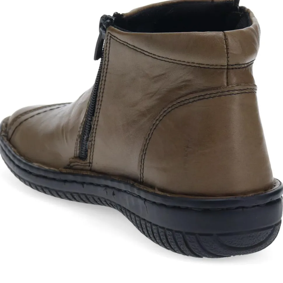 Leather Ankle Boots - Olive