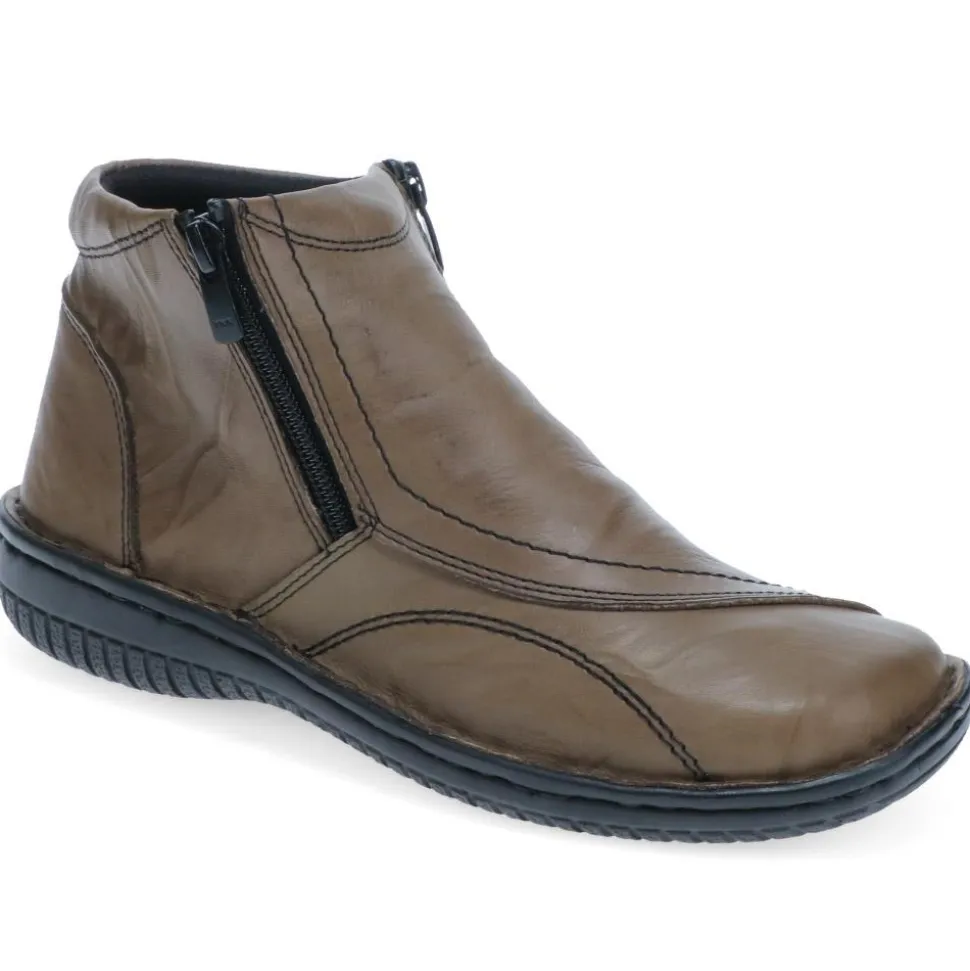 Leather Ankle Boots - Olive