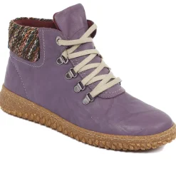 Leather Ankle Boots - Purple