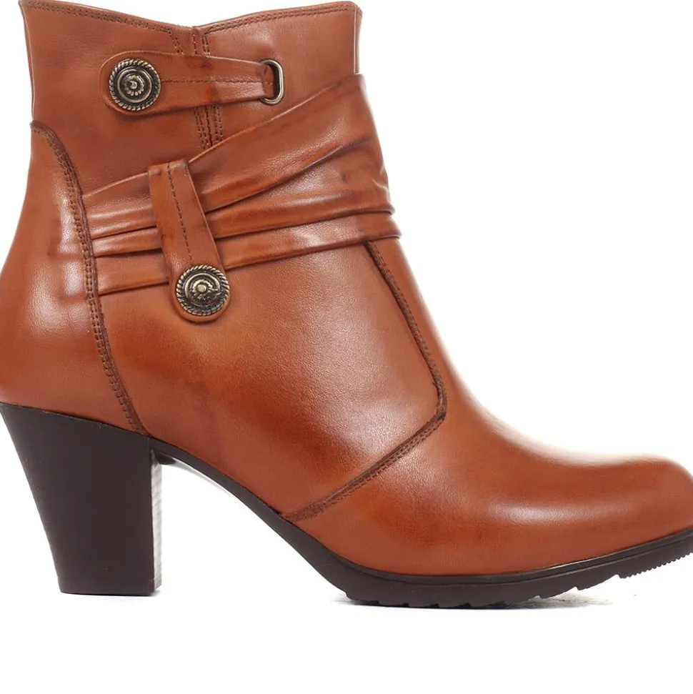 Leather Ankle Boots - Tan