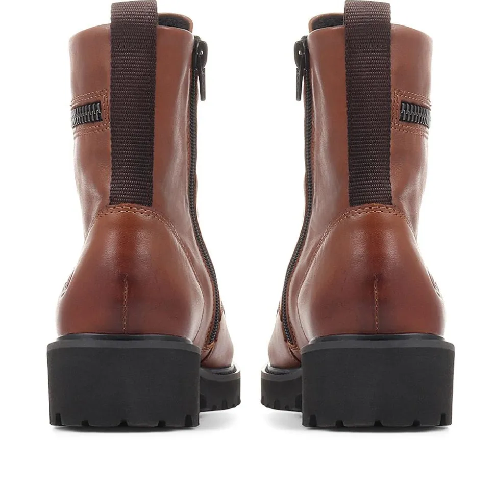 Leather Ankle Boots - Tan