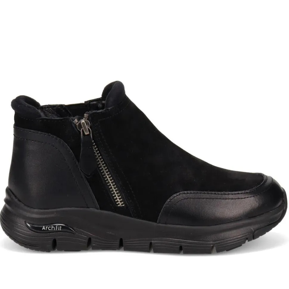 Leather Arch-Fit Ankle Boots - Black