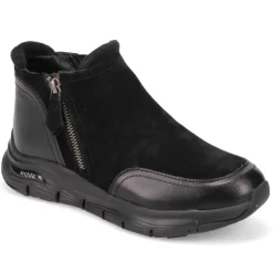 Leather Arch-Fit Ankle Boots - Black