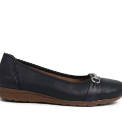 Leather Ballet Pumps - Navy