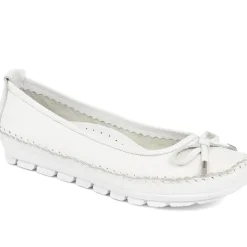 Leather Ballet Pumps - White