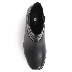 Leather Block-Heeled Ankle Boots - Black