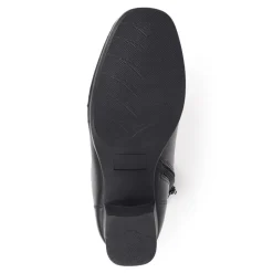 Leather Block-Heeled Ankle Boots - Black