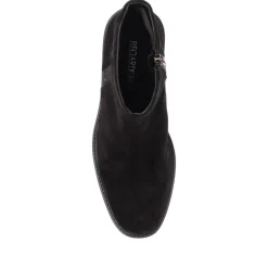 Leather Block-Heeled Ankle Boots - Black