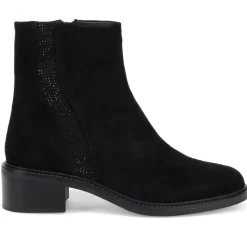 Leather Block-Heeled Ankle Boots - Black
