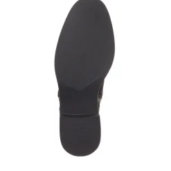 Leather Block-Heeled Ankle Boots - Black