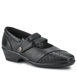 Leather Block-Heeled Mary Janes - Black