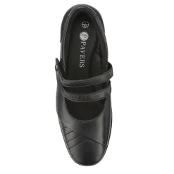 Leather Block-Heeled Mary Janes - Black