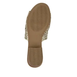 Leather Block-Heeled Mules - Gold