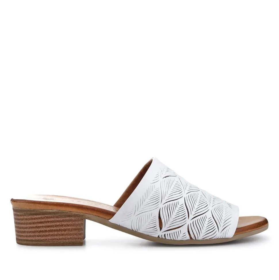 Leather Block-Heeled Mules - White