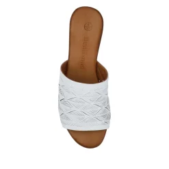 Leather Block-Heeled Mules - White