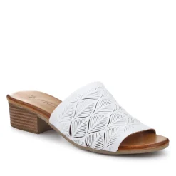 Leather Block-Heeled Mules - White