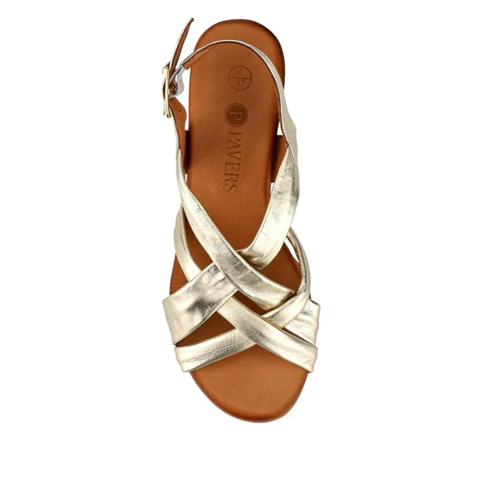 Leather Block-Heeled Sandals - Gold