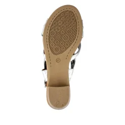 Leather Block-Heeled Sandals - Silver