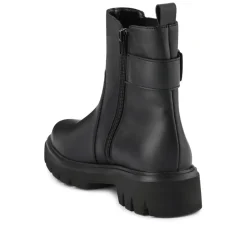 Leather Buckle-Detailed Ankle Boots - Black