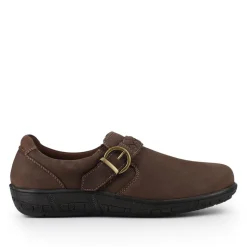 Leather Buckled Slip-On Shoes - Brown