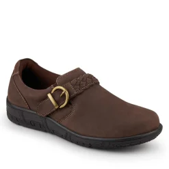 Leather Buckled Slip-On Shoes - Brown