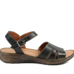 Leather Buckle Fasten Casual Sandals - Black