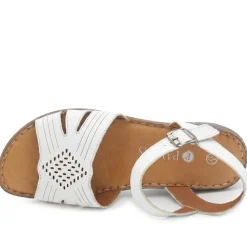 Leather Buckle Fasten Casual Sandals - White