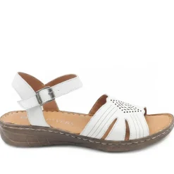 Leather Buckle Fasten Casual Sandals - White