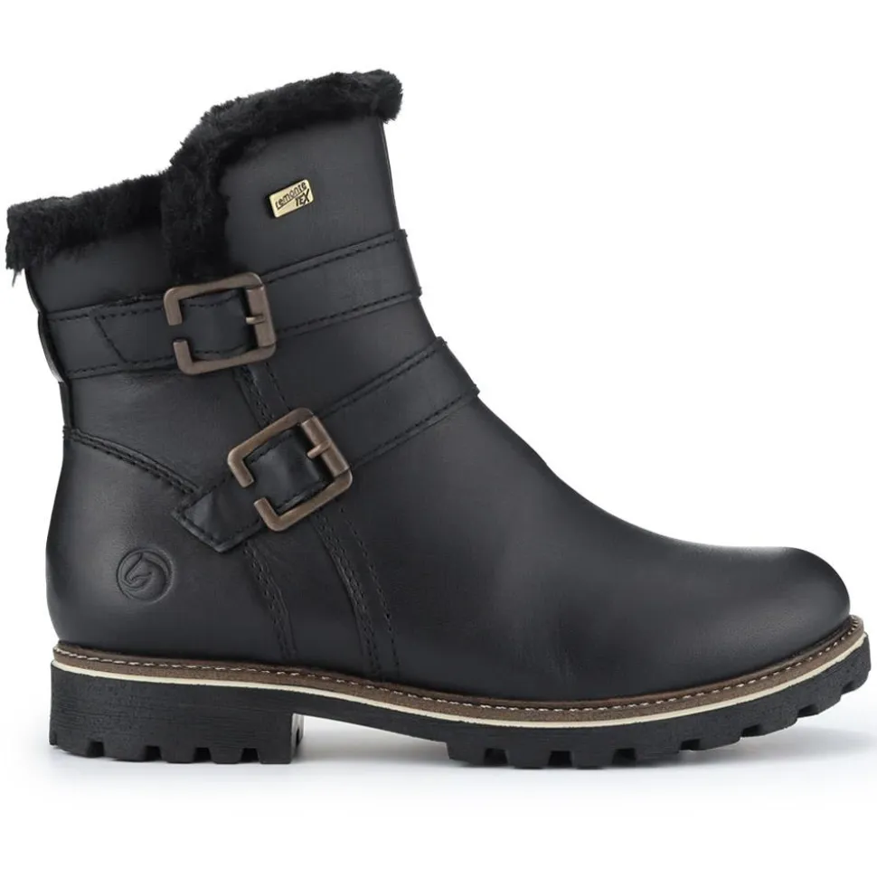 Leather Buckle-Fastening Ankle Boots - Black
