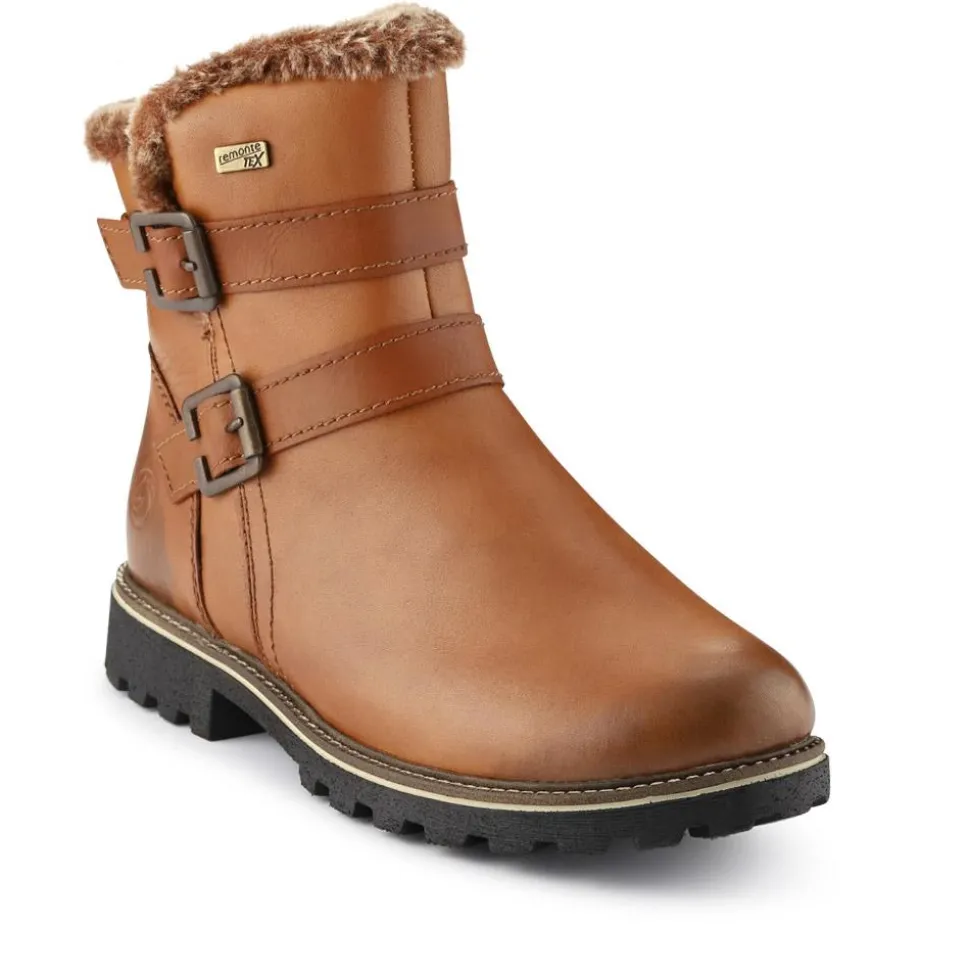 Leather Buckle-Fastening Ankle Boots - Tan