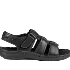 Leather Buckle Fastening Sandals - Black