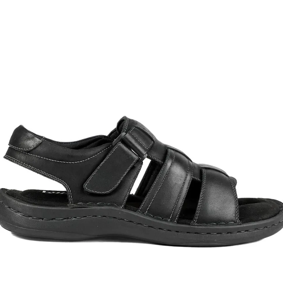 Leather Buckle Fastening Sandals - Black