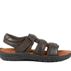 Leather Buckle Fastening Sandals - Dark Brown