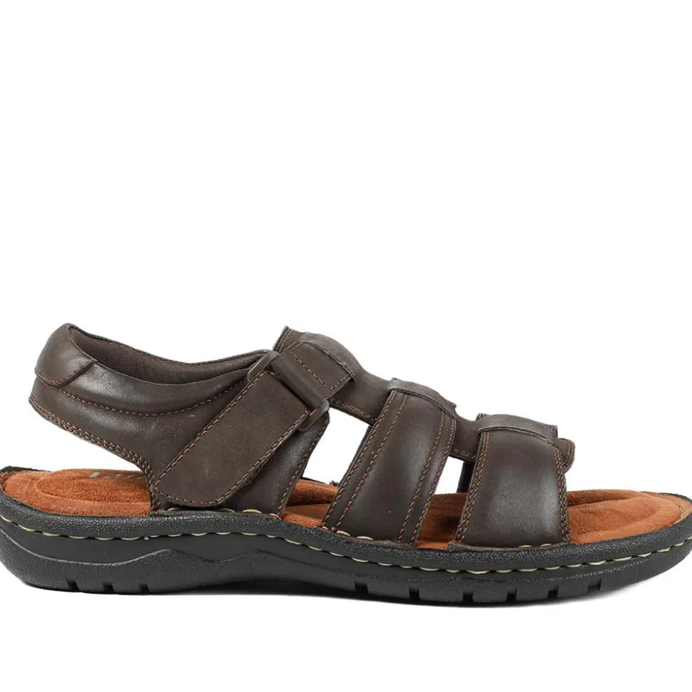Leather Buckle Fastening Sandals - Dark Brown