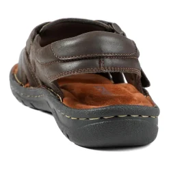 Leather Buckle Fastening Sandals - Dark Brown